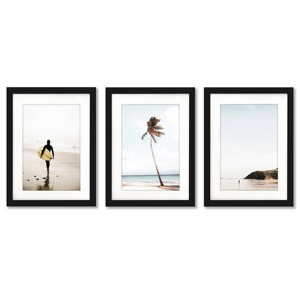 Surf Day Tanya Shumkina Coastal - 3 Piece Framed Gallery Art Set