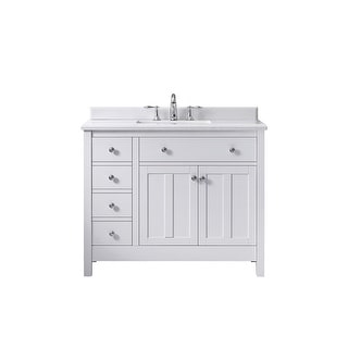 OVE Decors Newcastle 42 Pure White Undermount Single Sink Vanity with Marble Top