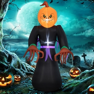 Gymax 6.5FT Halloween Inflatable Pumpkin Reaper Ghost Decoration w/