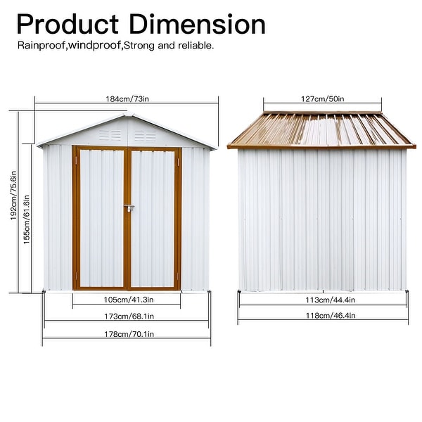 6' x 4' Outdoor Metal Storage Shed, Tool Shed Storage Lockable Door - 6ft x 4ft