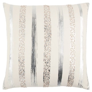 Rizzy Home Silver and Gold Striped Throw Pillow