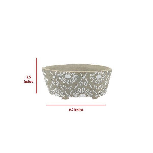 Foreside Home & Garden Gray Floral Painted Terracotta Bathtub Soap Dish