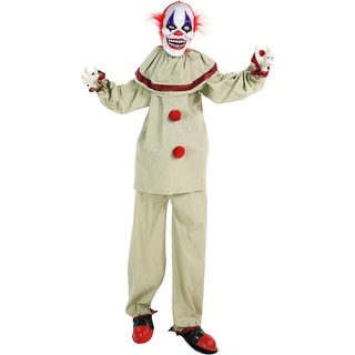 Haunted Hill Farm Life-Size Animatronic Clown, Indoor/Outdoor Halloween Decoration, Red Flashing Eyes, Poseable, Battery