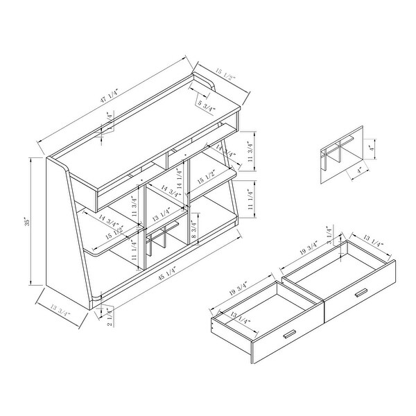 DH BASIC White Oak 47" 5-shelf Buffet with Wine Storage by Denhour