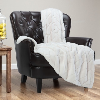 Chanasya Geometric Faux Fur Throw Blanket With Reversible Mink