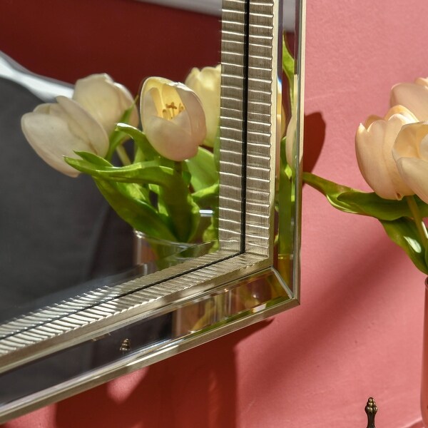 HOMCOM 39" x 27" Modern Wall Mirror, Bathroom Mirror for Wall in Living Room, Bedroom, Champagne Silver