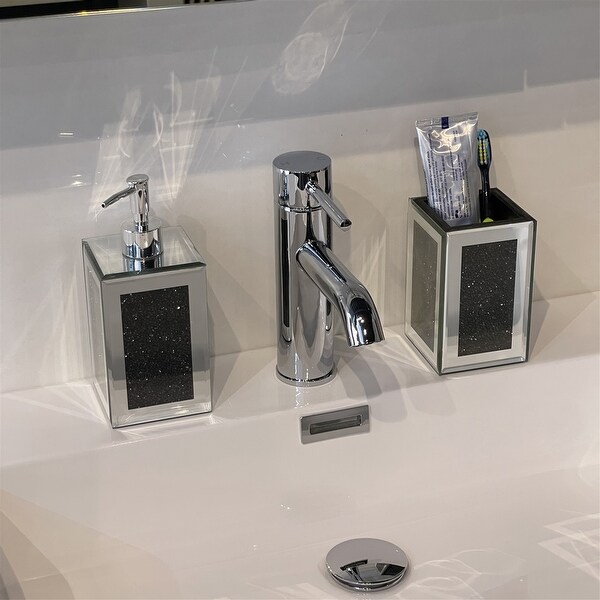 Clihome Ambrose Exquisite 2-Pcs Square Soap Dispenser and Toothbrush Holder