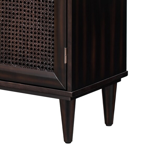 Large Storage Cabinet with Adjustable Shelves and 4 Rattan Doors