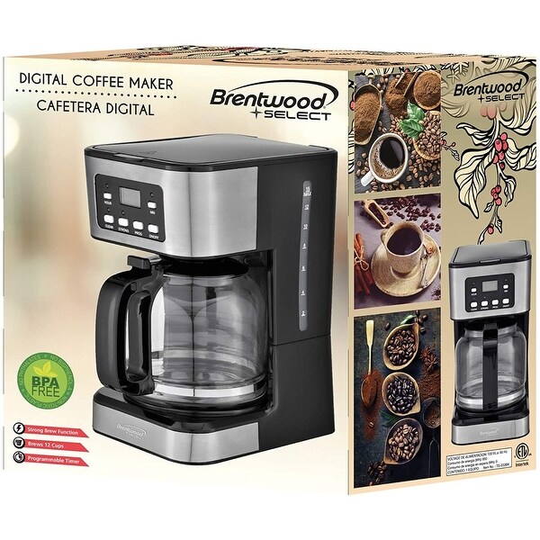 Brentwood TS-222BK 12-Cup Digital Coffee Maker, Black