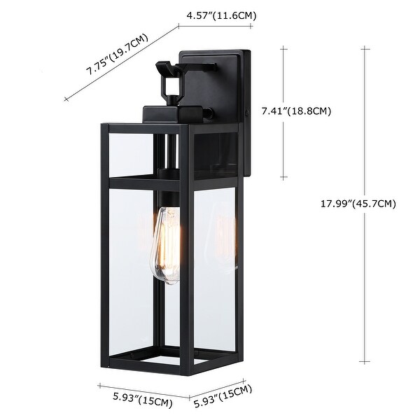 2 Pack Matte Black Outdoor Wall Light - 5.9"x7.76"x17.99"