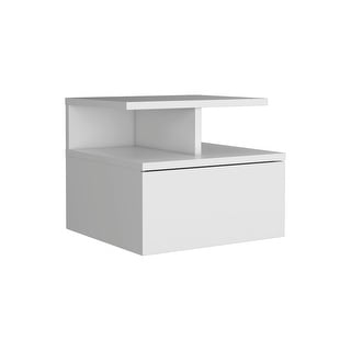 Adele Floating Nightstand with Open Shelf, Drawer, White