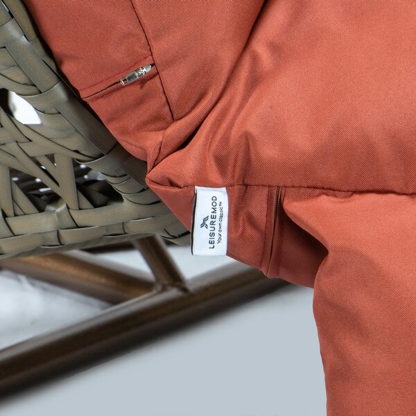 LeisureMod Outdoor 2 Person Beige Wicker Double Hanging Egg Swing Chair