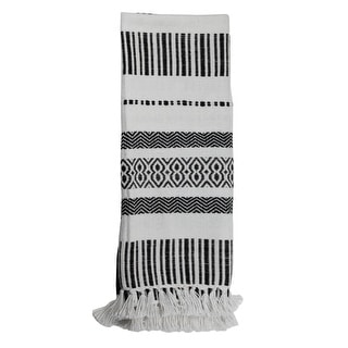 Foreside Home & Garden Boho Pattern Hand Woven 50 x 60 inch Outdoor Safe Throw Blanket with Hand Tied Tassels