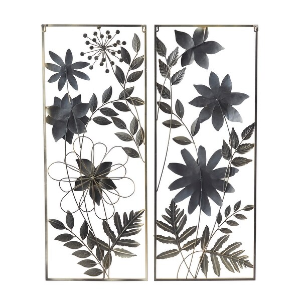 Gold Metal Coastal Floral Wall Decor ( Set of 2)