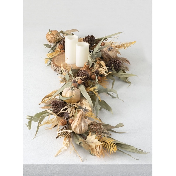 Sullivans Artificial Pumpkin and Husk Garland 72"L Green - Brown - 6'L x 9"W x 7"H
