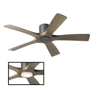 Aviator Indoor and Outdoor 5-Blade Smart Flush Mount Ceiling Fan 54in with Remote Control (Light Kit Sold Separately)