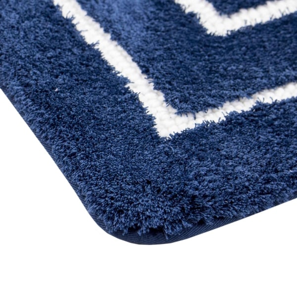 Borders Foam Bath Mat Navy