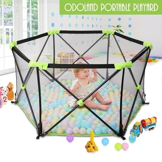Baby Safety Playpen Portable Play Yard Infants Foldable Toddler Play Fence - 55.11x26"