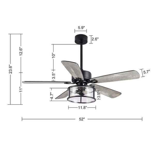 52" Ceiling Fan with Light Kit and Remote 5-Blade
