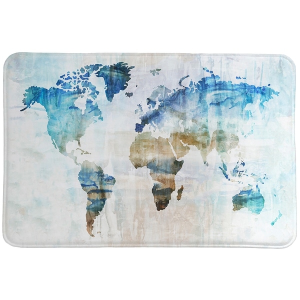 World Travelers Map Memory Foam Rug