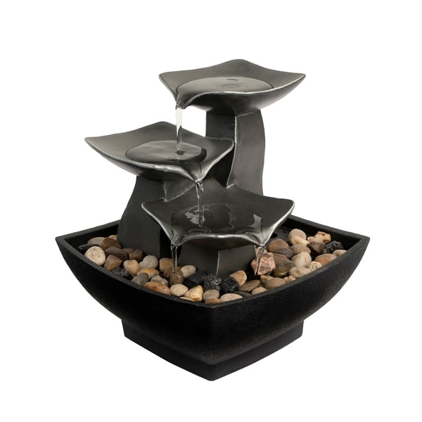 Tabletop Water Fountain- 3 Tier Raku Bowl by Pure Garden