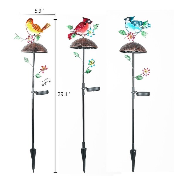 Multi-Color Bird Solar Light Garden Stakes (Set of 3)