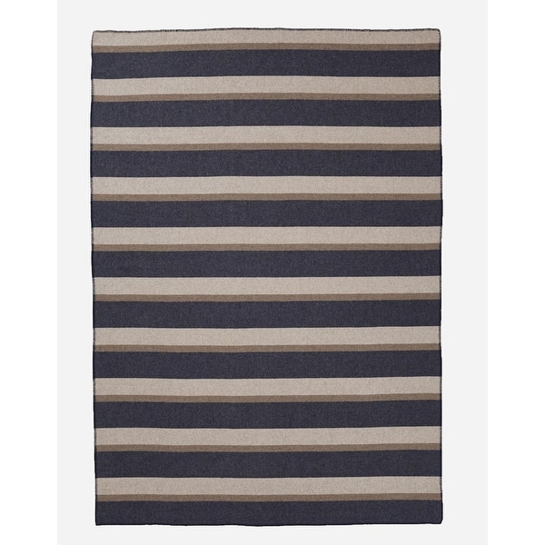 Pendleton Eco-wise Midnight Navy Stripe Washable Wool Blanket