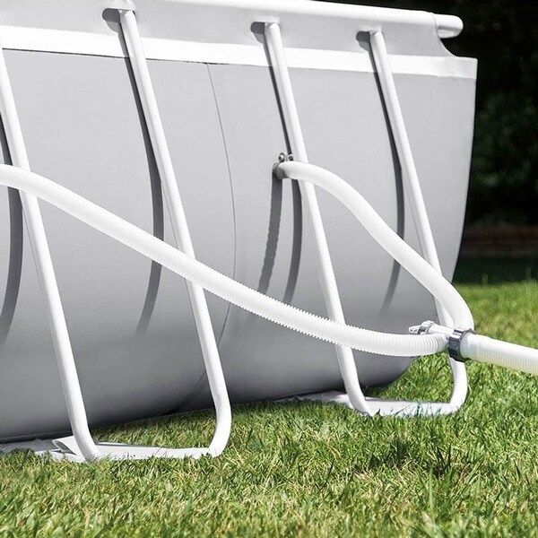 Intex Prism Frame Oval Above Ground Swimming Pool Set with Protective Canopy - 237