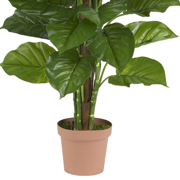 5.25' Artificial Large Leaf Philodendron Silk Plant in Brown Pot