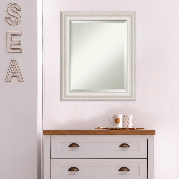 Beveled Bathroom Wall Mirror - Trio White Wash Silver Frame - Trio White Wash Silver