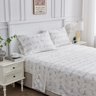 Printed Design Cotton Collection 400TC Hemstitch Animal Dog Sheet Set and Pillowcases