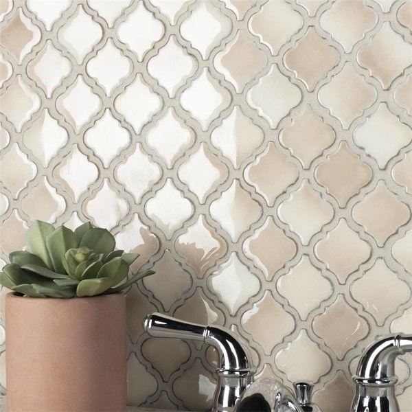 Merola Tile Hudson Tangier Truffle 12.38" x 12.5" Porcelain Mosaic Tile