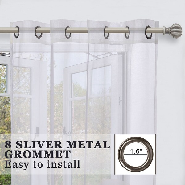 2 Piece Window Sheer Curtains Grommet Panels for Bedroom/Living Room