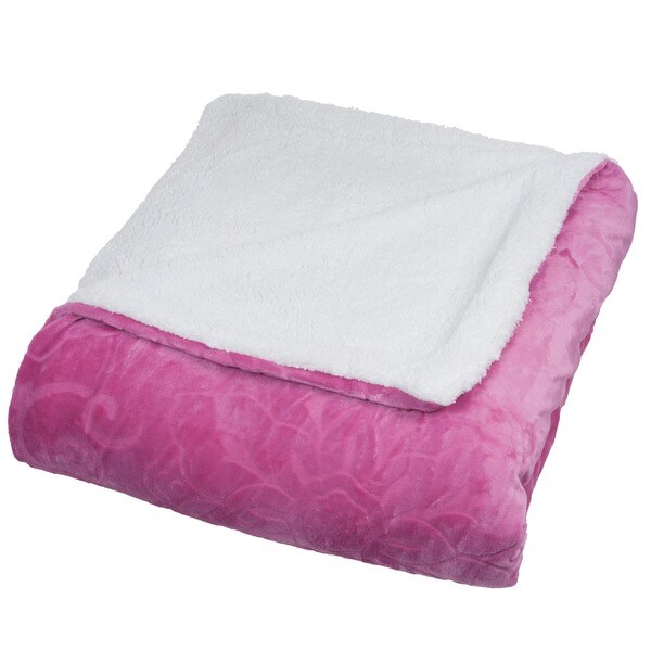 Windsor Home Floral Fleece Reversible Sherpa Plush Throw Blanket