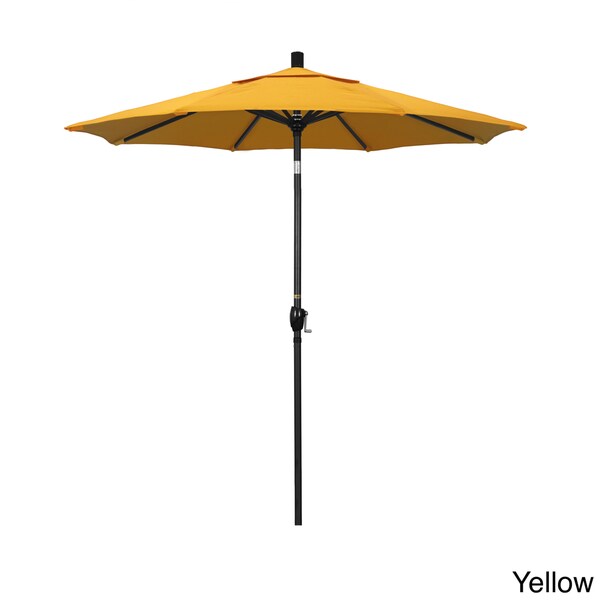 California Umbrella 7.5' Rd. Aluminum Market Umbrella, Crank Lift with Push Button Tilt, Black Finish, Pacifica Fabric