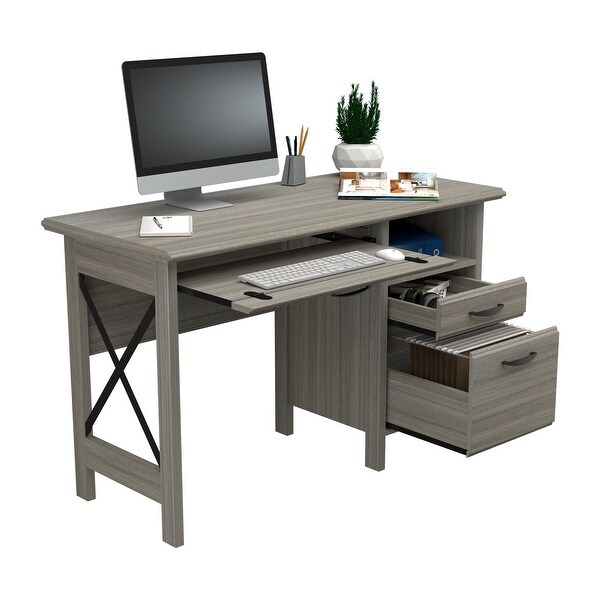 Inval 2-Drawer Computer Desk with Keyboard Tray
