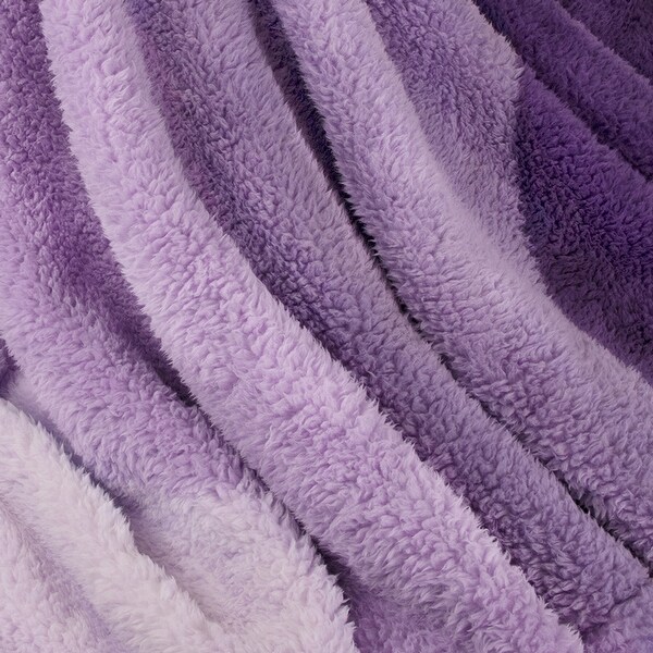 Sherpa Fleece Ombre Throw Blanket Purple