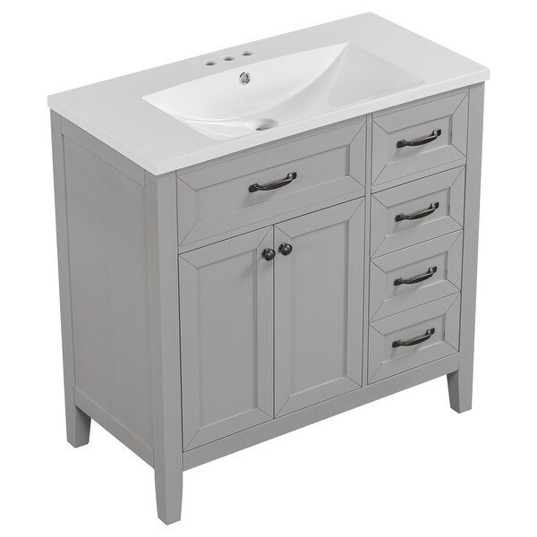 36� Bathroom Vanity with Sink Combo, Bathroom Cabinet with Drawers, Faucet Not Included