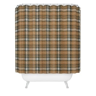 Little Arrow Design Co Fall Plaid Brown Olive Made to Order Shower Curtain 71" x 74" with Liner