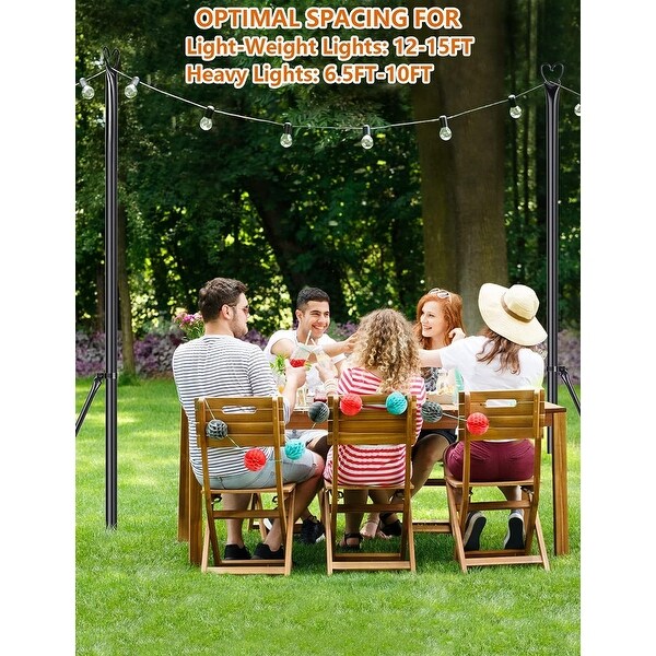 2 Pack 9.8FT String Light Poles with Hook for Hanging String Lights for Garden Party Patio Christmas Wedding