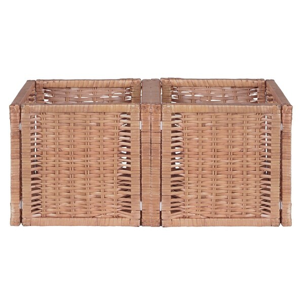 Noble Connect Set of 2 Full-Size Foldable Wicker Storage Basket- Natural