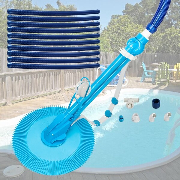 Auto Swimming Pool Cleaner with 10pcs Durable Hose Blue - Blue