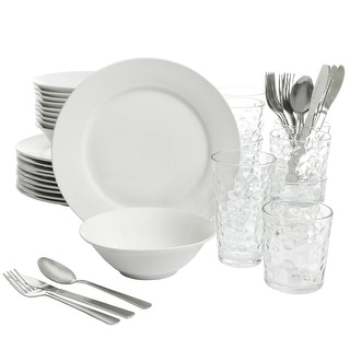 48-Piece White Kitchen Basic Essentials Dinnerware Set