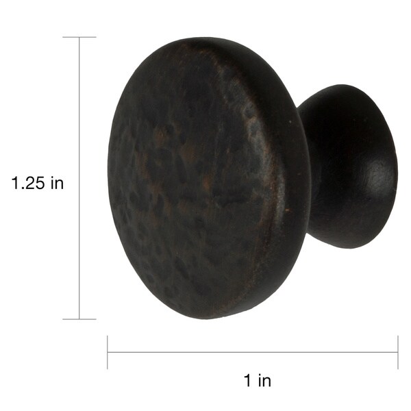 GlideRite 1.25 inch Oil Rubbed Bronze Round Hammered Finish Cabinet Knobs (Pack of 10)