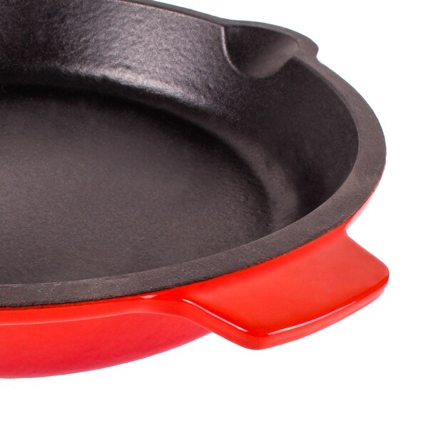 Neo 2pc Cast Iron Set 10" Fry Pan & Steak Press Red