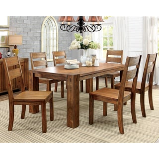Maiz Rustic Dark Oak Solid Wood 7-Piece Dining Set Furniture of America