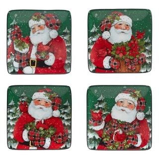 Certified International Christmas Lodge Santa 6" Canape/Luncheon Plates, Set of 4