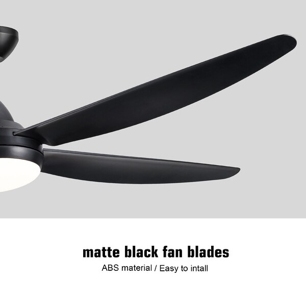 56 in. Outdoor/Indoor Matte Black integrated LED Ceiling Fan with Remote Control, DC Motor - 56 inches