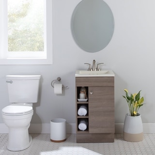 Spring Mill Cabinets 18" Hurley Bathroom Vanity With 1-Door Cabinet, Side Shelves, and Alpine Bone Sink Top