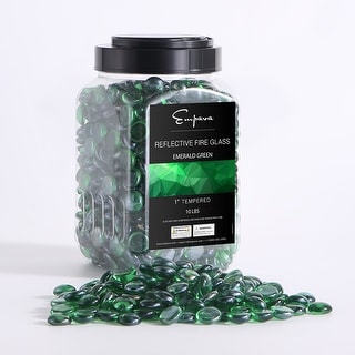 10 lbs. 1.0-in Emerald Green Drop Beads Reflective Fire Glass for Gas Fire Pit - 1.0"